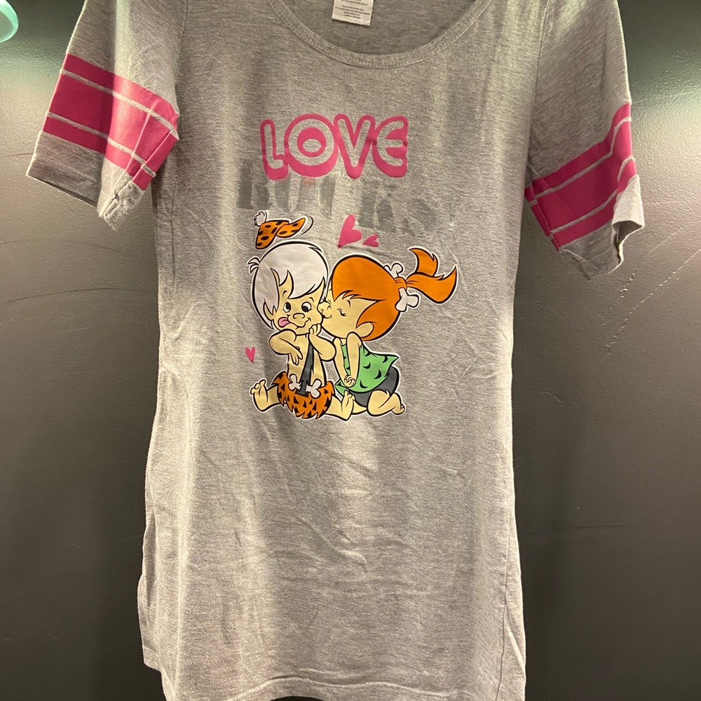 FLINTSTONES Love Rocks! Pebbles & BamBam night T-shirt XS